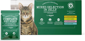 Complete Food for Adult Cats, Mixed Selection in Jelly, 4.8 Kg (48 Packs of 100G) (Packaging May Vary)