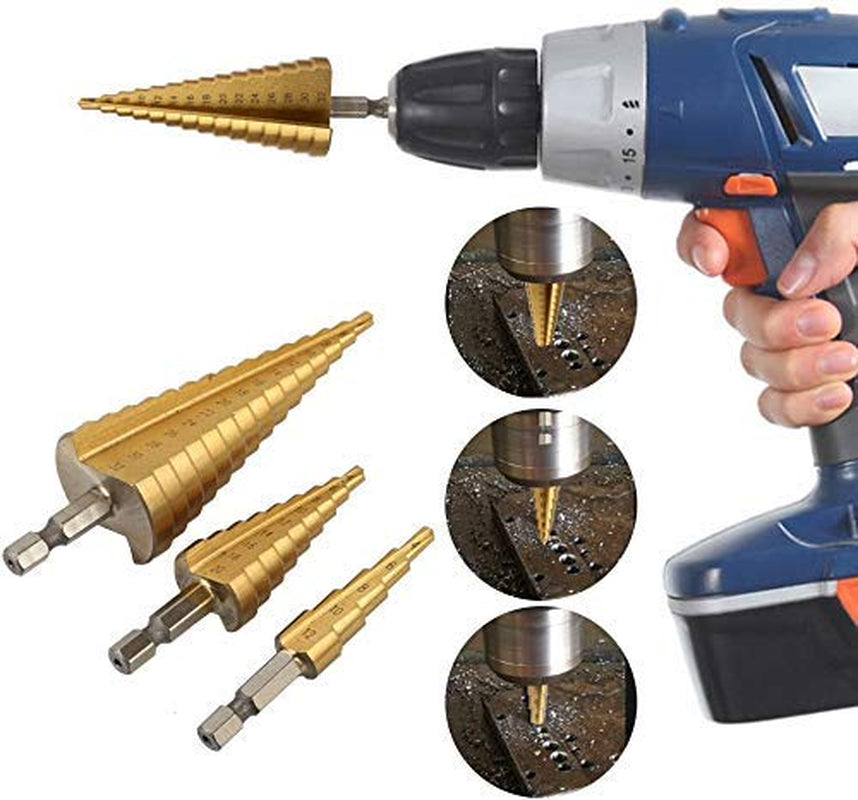 3-Piece HSS Step Drill Bit Set 