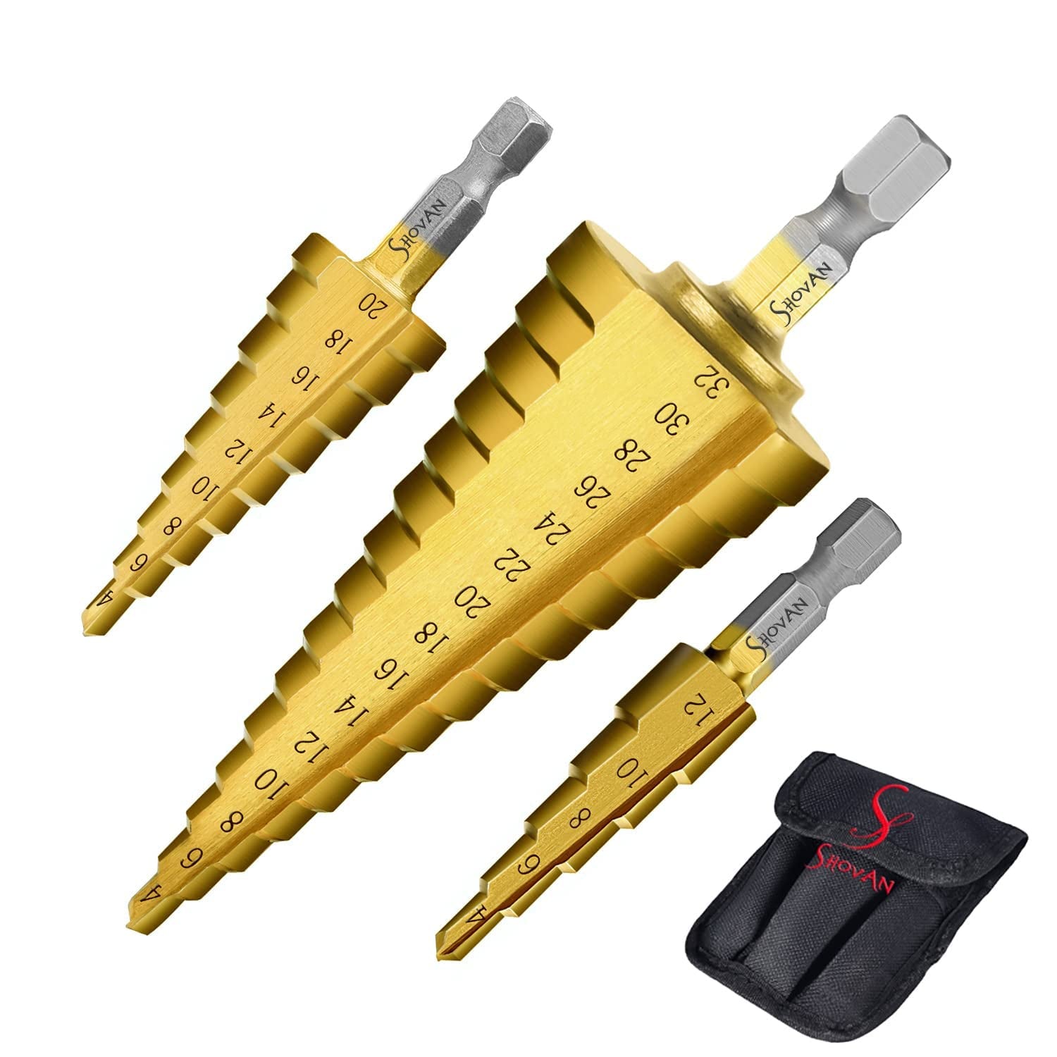 3-Piece HSS Step Drill Bit Set 