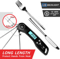 Digital Meat Thermometer, Instant Read Food Thermometer with Backlight LCD Screen, Foldable Long Probe & Auto On/Off, Perfect for Kitchen, BBQ, Water,Meat, Milk, Cooking Food (Black)