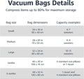 Vacuum Compression Zipper Storage Bags with Airtight Valve and Hand Pump, Large, 5-Pack, Clear