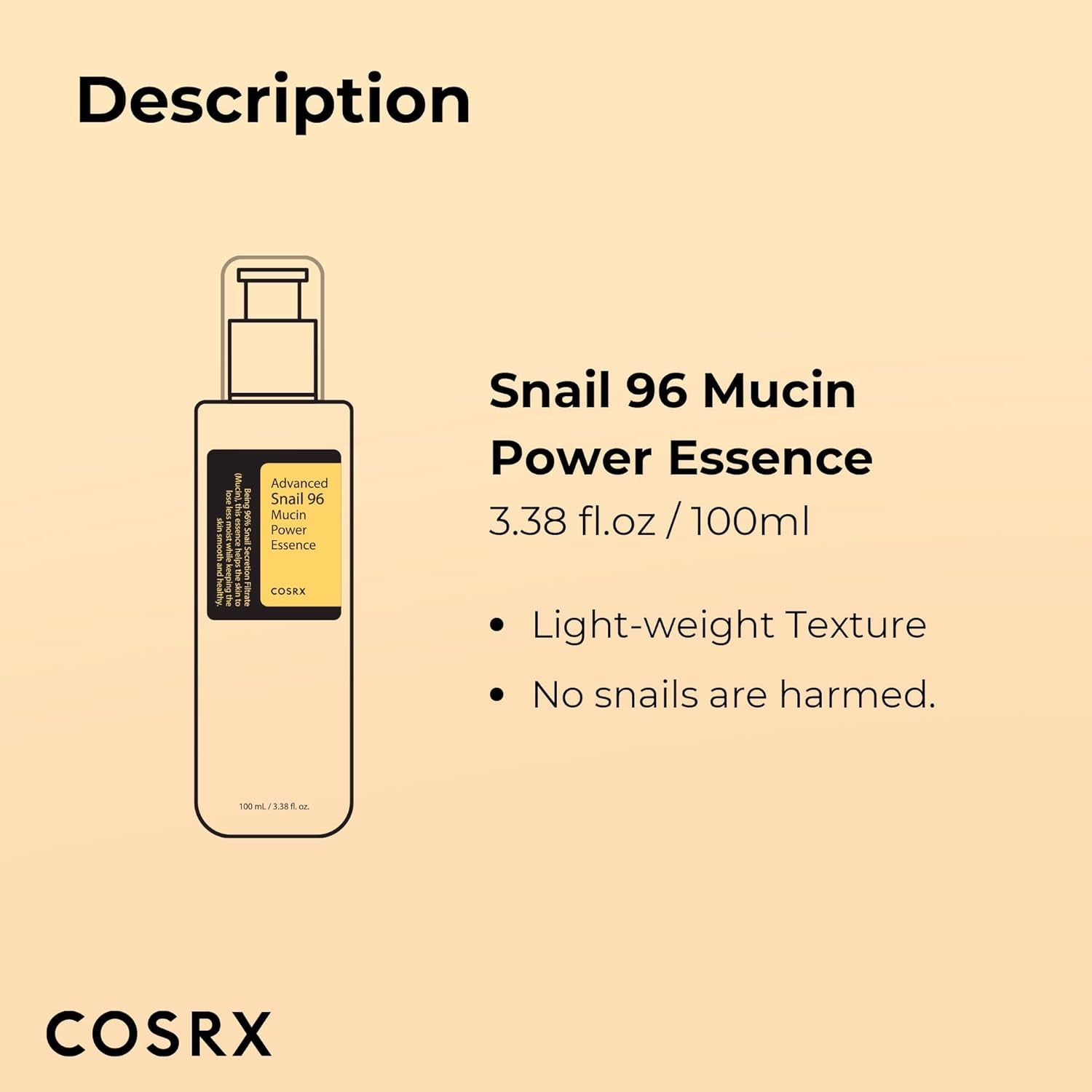 Advanced Snail 96 Mucin Power Essence 100Ml, Skin Repair & Hydrating Serum, Snail Secretion Filtrate 96% & Hyaluronic Acid, Korean Skincare, Animal Testing Free