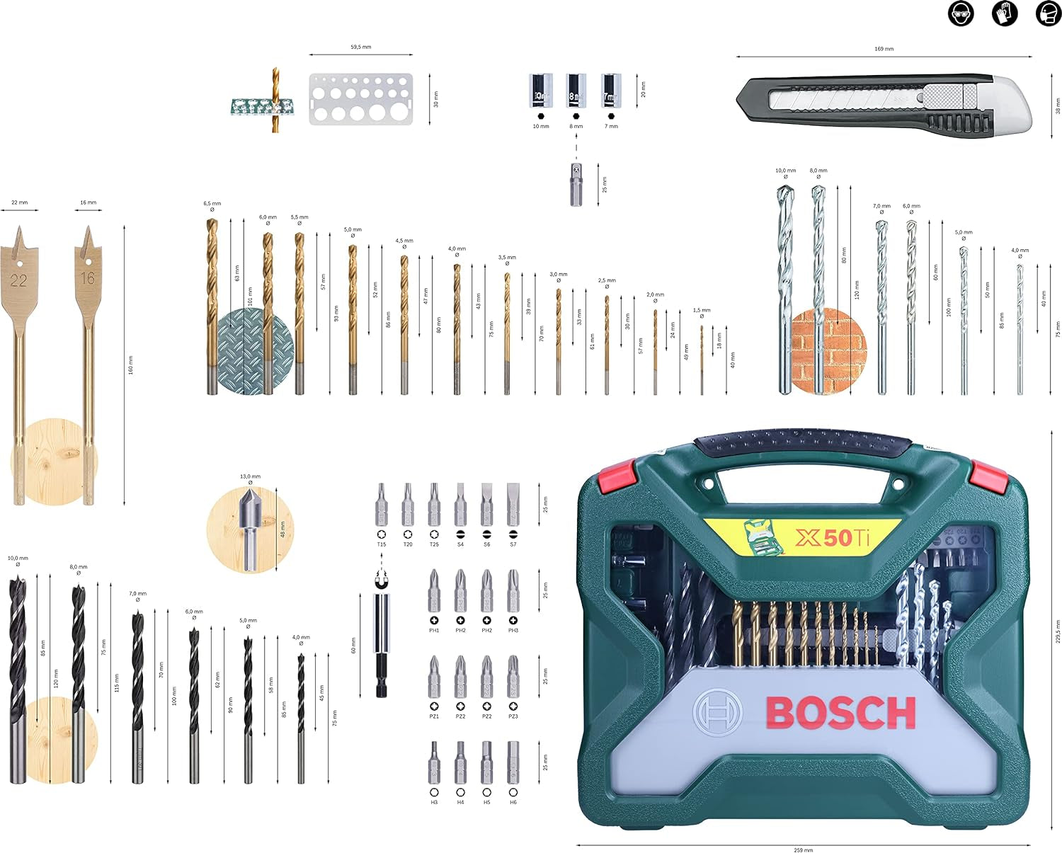 50-Pieces X-Line Titanium Drill