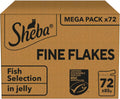 Fine Flakes Fish Collection in Jelly 72 Pouches, Adult Wet Cat Food, Megapack (72 X 85 G)