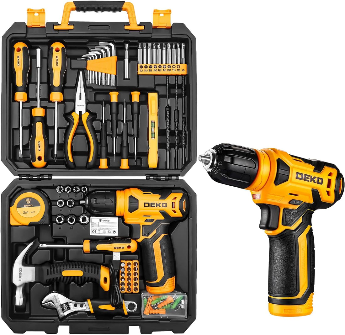 Tool Kit:  Drill Set with Cordless Drill, Tool Kit Set Box, DIY Hand Tools for Men and Home, with 8V Electric Drills,126 Piece