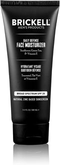 Brickell Men'S Daily Defense Face Moisturizer for Men, Natural and Organic, Zinc SPF20 Face Moisturizing Sunscreen, Hydrates and Protects Skin against Harmful UVA/B Rays, 100 Ml, Unscented