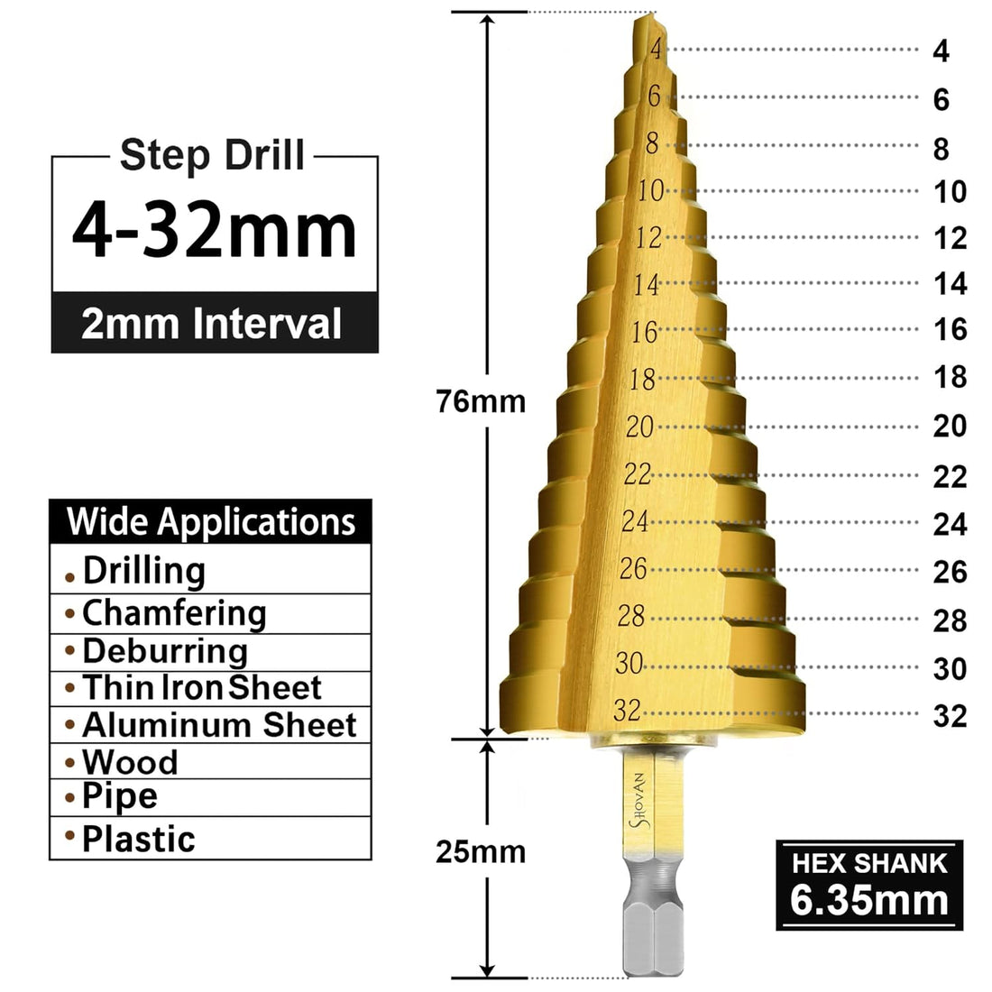 3-Piece HSS Step Drill Bit Set 