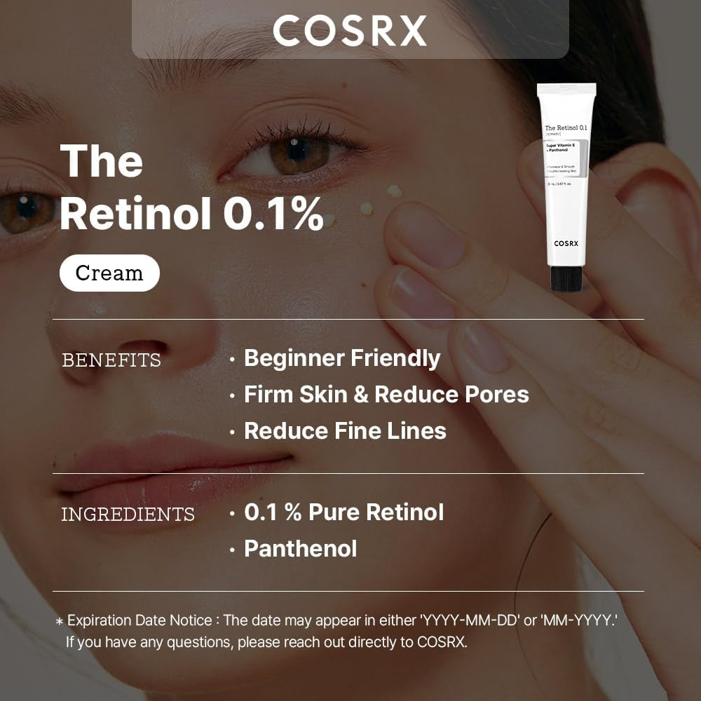 the Retinol 0.1 Cream 20Ml / 0.67 Fl.Oz. Anti-Aging Cream with 0.1% Retinoid Treatment for Face, Reduce Wrinkles, Fine Lines, and Signs of Aging, Gentle Skin Care for Day and Night