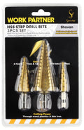 3-Piece HSS Step Drill Bit Set 