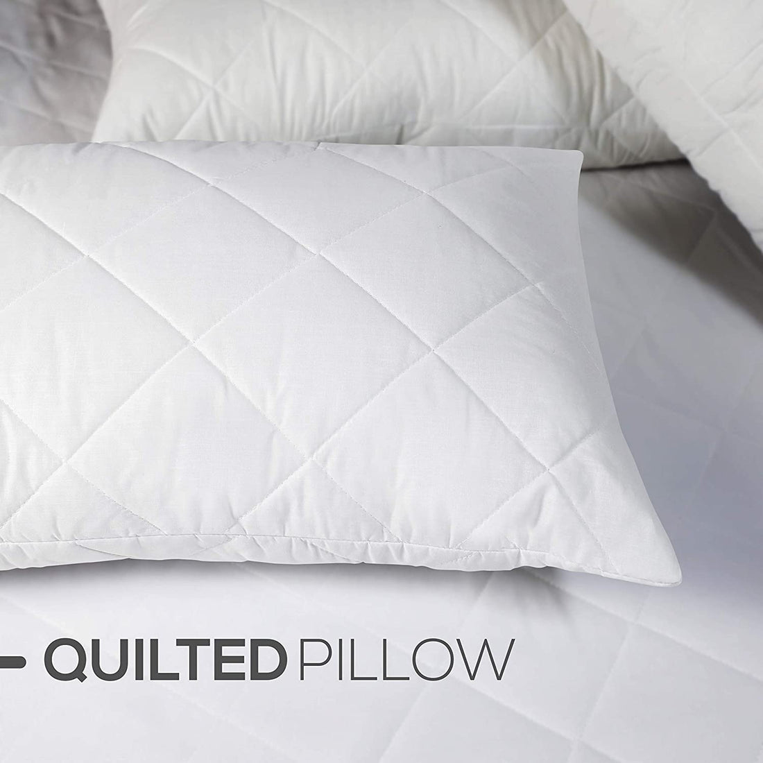 Pillows 2 Pack Hotel Quality with Quilted Cover (2 Pillows) Filled Pillows for Stomach, Back and Side Sleeper, down Alternative Bed Pillow-Soft Hollow-Fiber Hotel Pillows