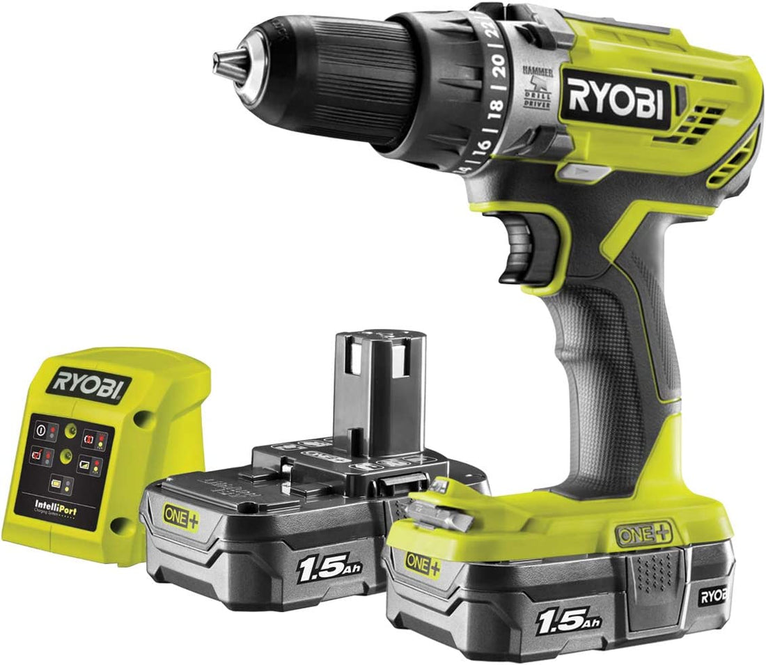 R18PD3-215GZ 18 V ONE+ Cordless Combi Drill Starter Kit (2 X 1.5 Ah), Hyper Green