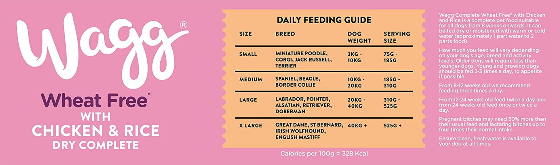 Wheat Free Complete Dry Adult Dog Food Chicken & Rice 12Kg - for Sensitive Stomachs