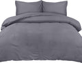 Duvet Cover Double - Soft Microfibre Polyester - Bedding Quilt Cover Set, with Pillow Cases (Grey)