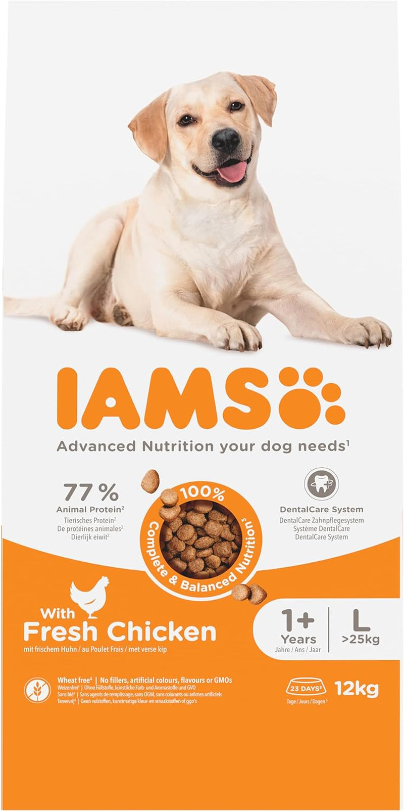 Complete Dry Dog Food for Adult 1+ Large Breeds with Chicken 12 Kg