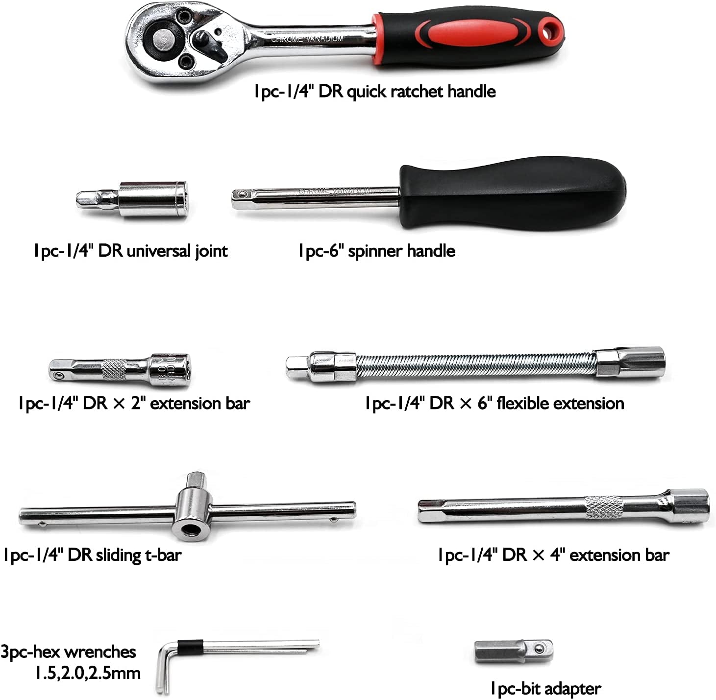 46 Pieces 1/4 Drive Socket 