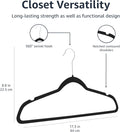 Slim Velvet Non-Slip Suit Hangers - 30-Pack, Black/Silver