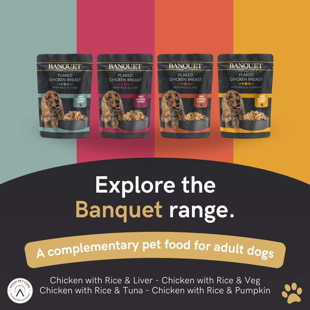 Banquet - Wet Dog Food - Flaked Chicken Breast, Rice, Liver, Veg - 100% Natural Ingredients, 100 G (Pack of 30)