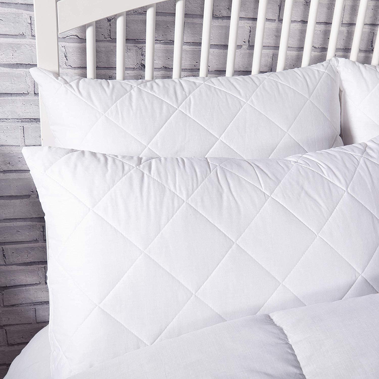 Pillows 2 Pack Hotel Quality with Quilted Cover (2 Pillows) Filled Pillows for Stomach, Back and Side Sleeper, down Alternative Bed Pillow-Soft Hollow-Fiber Hotel Pillows