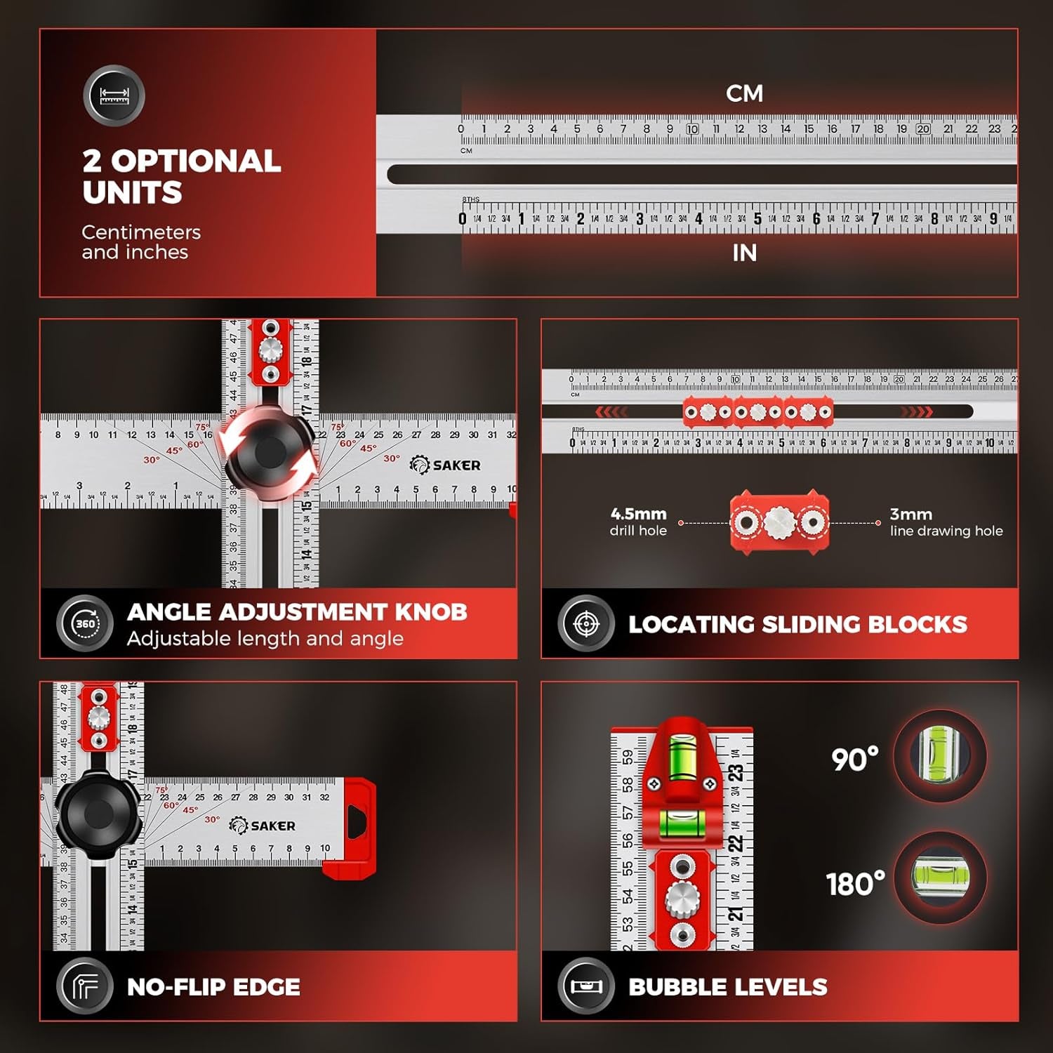 4-in-1 Drilling Positioning Ruler