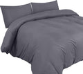 Duvet Cover Double - Soft Microfibre Polyester - Bedding Quilt Cover Set, with Pillow Cases (Grey)