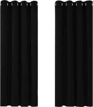 Blackout Curtains Bedroom Super Soft Thermal Insulated Curtains Blackout Eyelet Blackout Curtains for Living Room 46 X 54 Inch Black 2 Panels