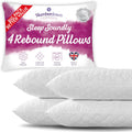 Hotel Quality Pillows 4 Pack - Bouncy Firm Support Side Sleeper Pillow for Neck, Back & Shoulder Pain Relief - Comfy, Soft Touch Quilted Cover, Hypoallergenic, Made in the UK (48 X 74Cm)