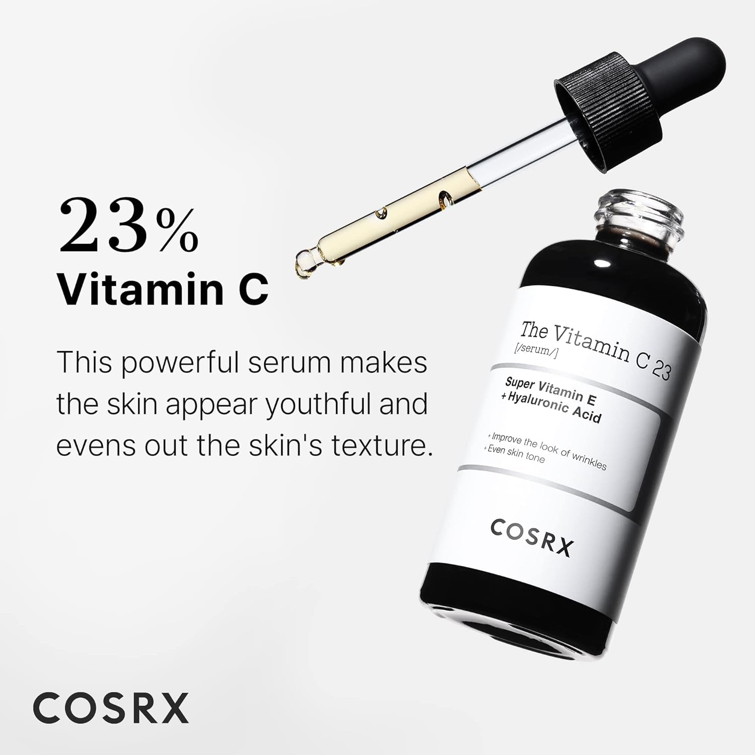 Pure Vitamin C 23% Serum with Vitamin E (Ascorbic Acid) & Hyaluronic Acid, Hydrating Facial Serum, Reduces Fine Lines 0.70 Fl.Oz / 20 G