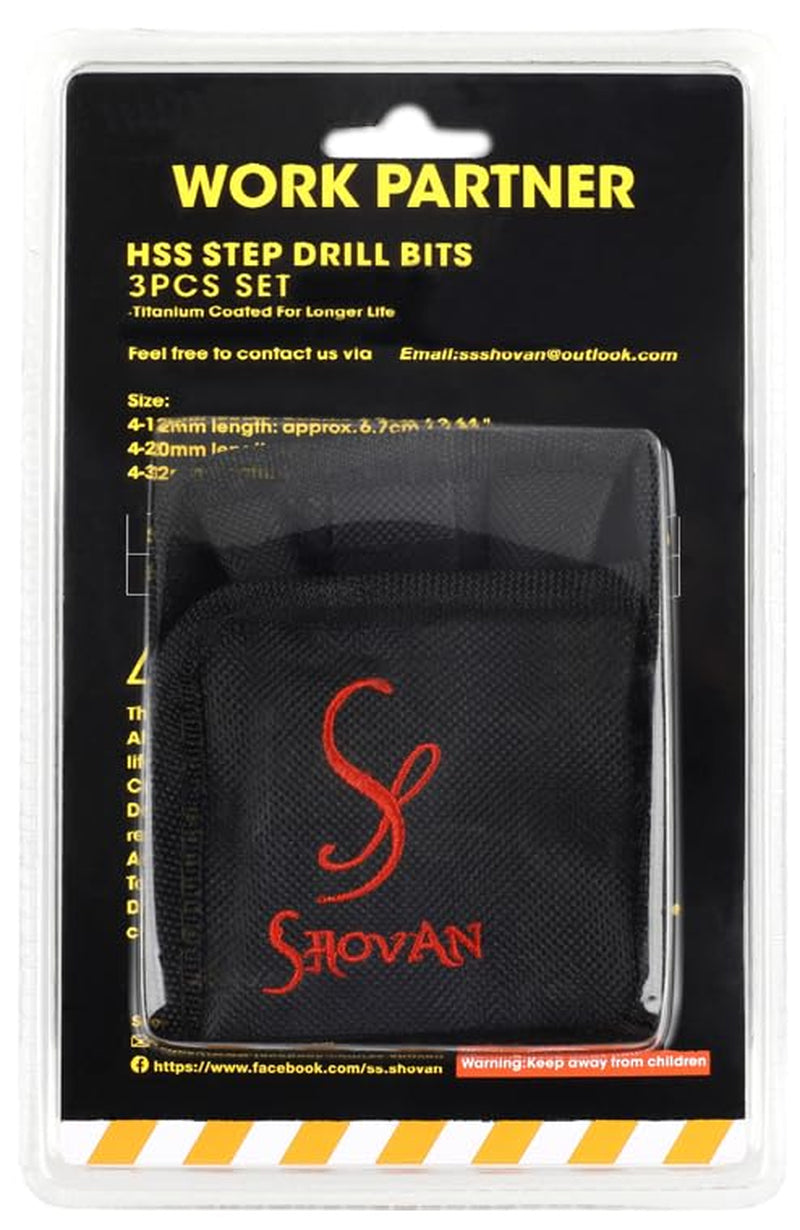 3-Piece HSS Step Drill Bit Set 