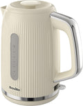 Bold Vanilla Cream Electric Kettle | 1.7L | 3Kw Fast Boil | Cream & Silver Chrome [VKT223]