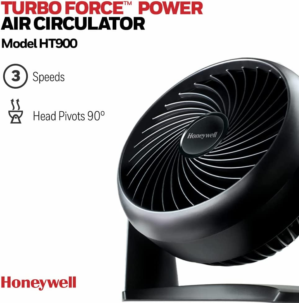 Turboforce Power Fan (Quiet Operation Cooling, 90° Variable Tilt, 3 Speed Settings, Wall Mount Feature, Table Fan) HT900E