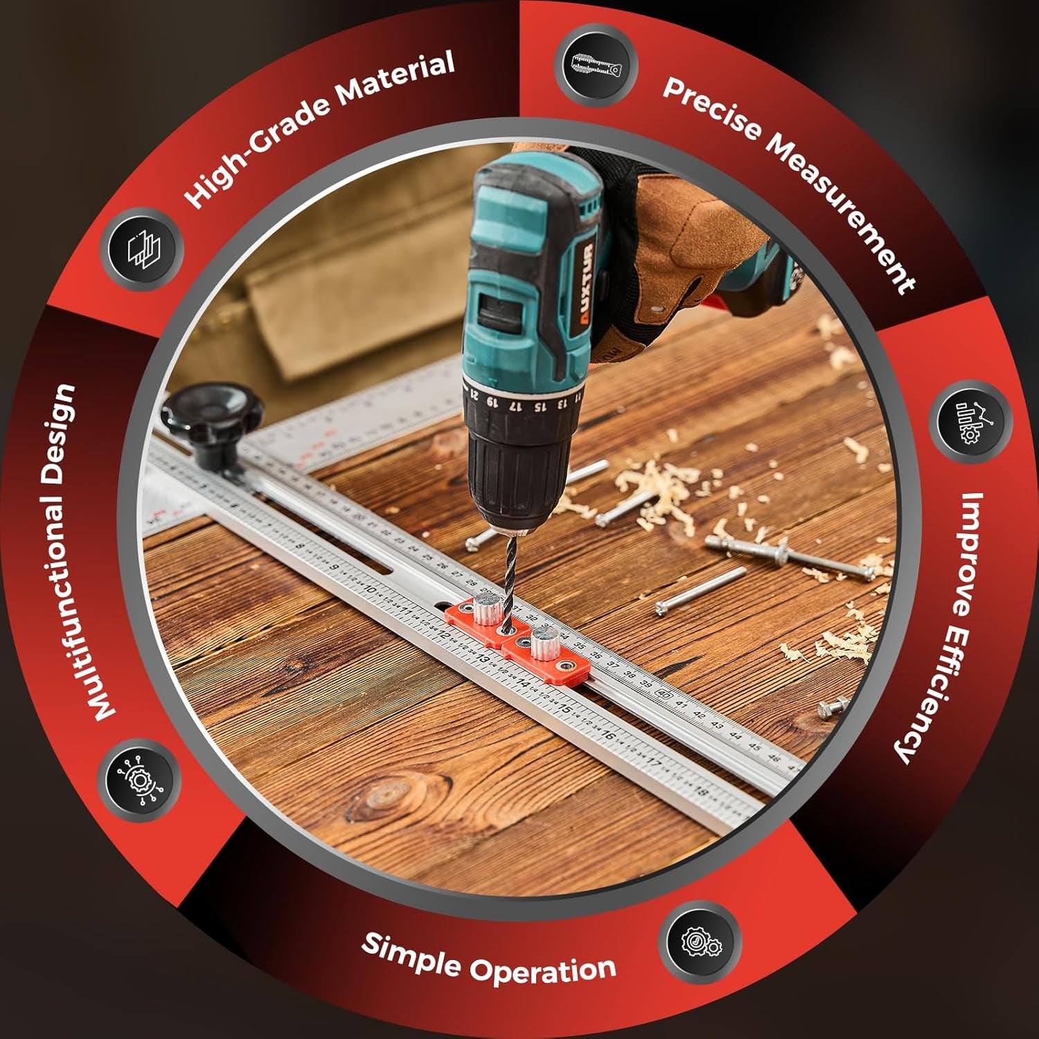 4-in-1 Drilling Positioning Ruler