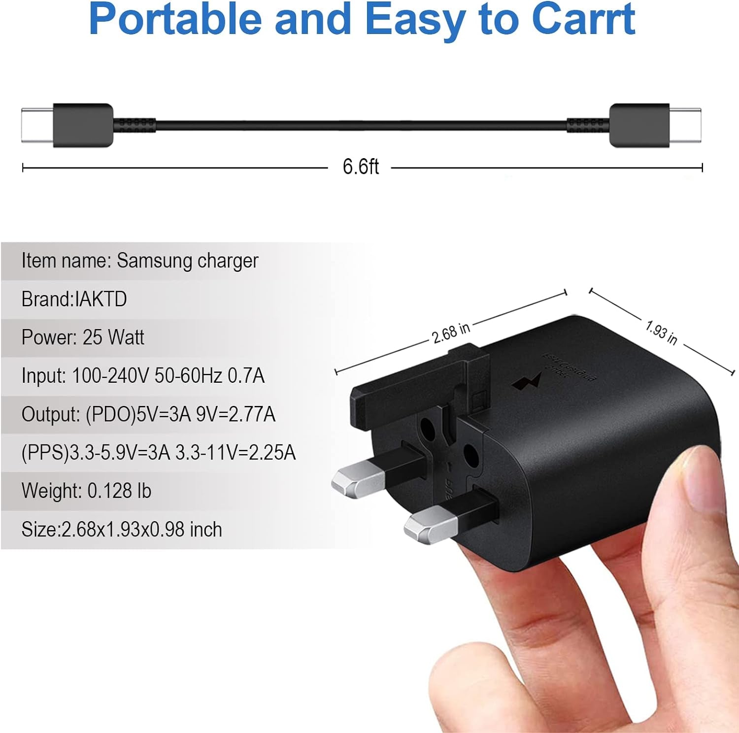 Samsung Fast Charger,  25W USB C Charger Fast Charger Plug with 6.6FT USB C Cable for Samsung Galaxy S23/S23+/S23 Ultra/S22/S22+/S22 Ultra/S21/S21+/S21 Ultra/S20/S20+/S20 Ultra/Note 20/Note 10