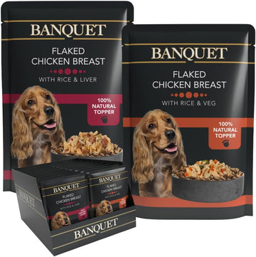 Banquet - Wet Dog Food - Flaked Chicken Breast, Rice, Liver, Veg - 100% Natural Ingredients, 100 G (Pack of 30)