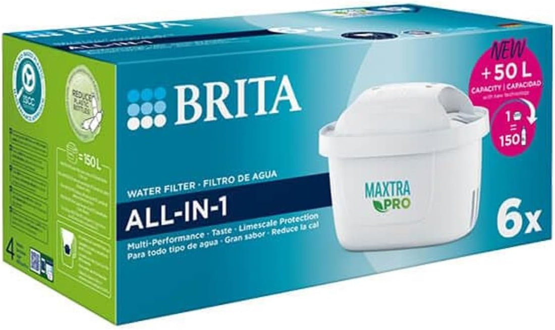 MAXTRA PRO All-In-1 Water Filter Cartridge 6 Pack (NEW) - Original  Refill Reducing Impurities, Chlorine, PFAS, Pesticides and Limescale for Tap Water with Better Taste