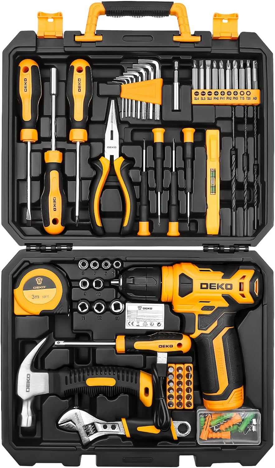 Tool Kit:  Drill Set with Cordless Drill, Tool Kit Set Box, DIY Hand Tools for Men and Home, with 8V Electric Drills,126 Piece