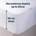 Waterproof Mattress Protector – Deep 30Cm Fitted Skirt and Soft Touch Quiet Rustle Free Cover – Machine Washable and Hypoallergenic – Single 90 X 190 X 30Cm, White