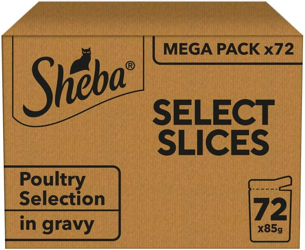 Select Slices in Gravy 72 Pouches, Adult Wet Cat Food, Poultry Selection, Megapack (72 X 85 G)