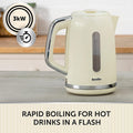 Bold Vanilla Cream Electric Kettle | 1.7L | 3Kw Fast Boil | Cream & Silver Chrome [VKT223]