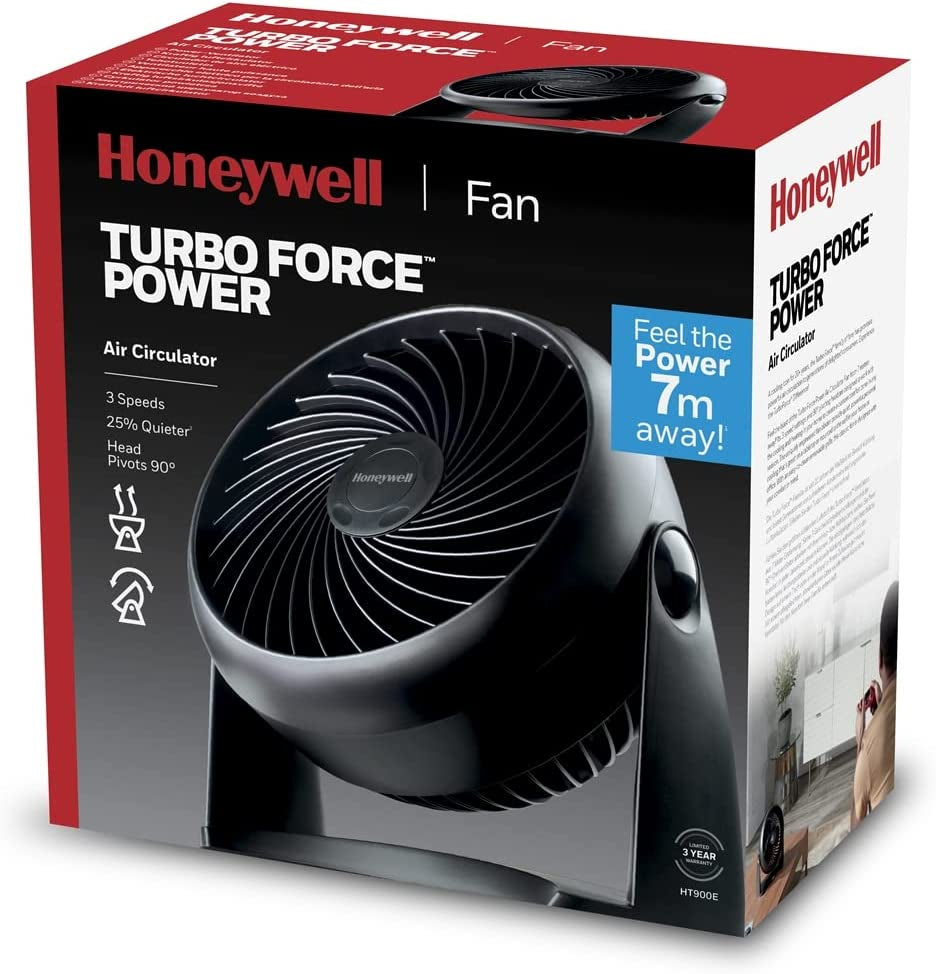 Turboforce Power Fan (Quiet Operation Cooling, 90° Variable Tilt, 3 Speed Settings, Wall Mount Feature, Table Fan) HT900E